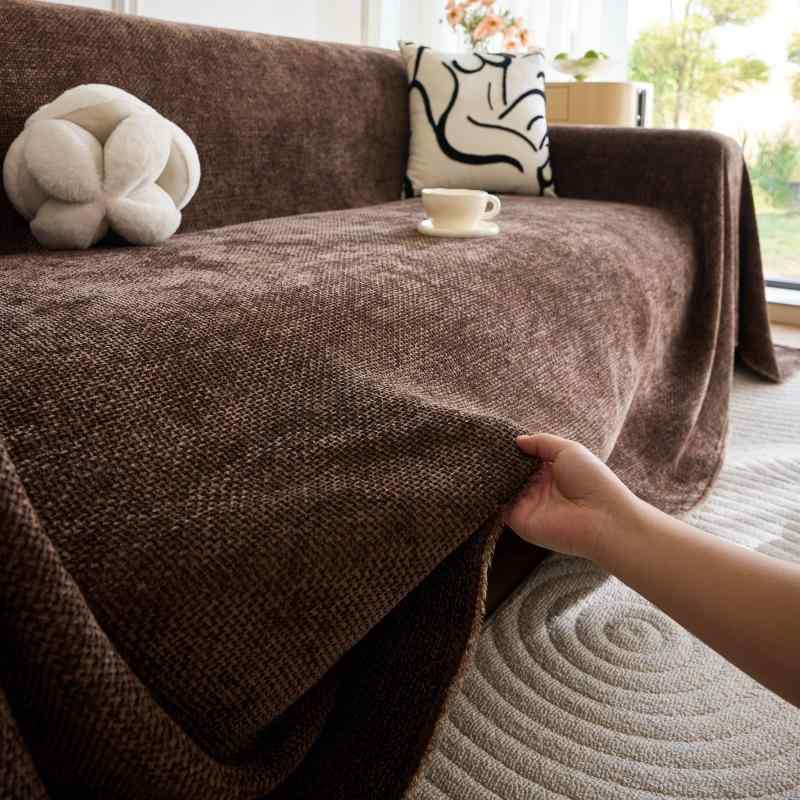 ソファ カバー シェニール 織 無地 チョコレート ブラウン カカオ ベージュ グレー ブラック 高級感 肘掛け 背もたれ ソファ保護 汚れ防止 キズ防止 四季通用2
