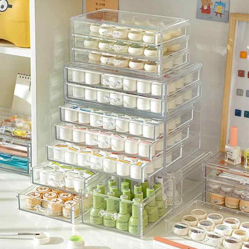 ネイル用品 収納ケース マニキュア ジェルネイル アクリルケース 透明 引き出し式 大容量 ネイルパーツ..