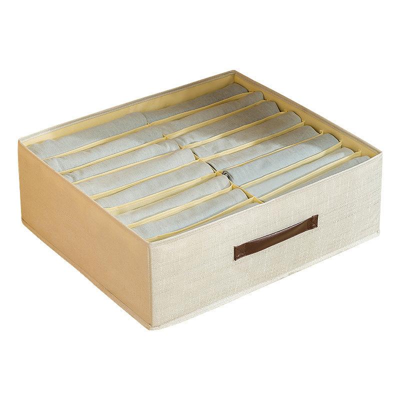 収納ケース 整理ボックス ズボン 衣類 引き出し 仕切り付き 折りたたみ 大容量 防塵 麻布 寝室 クローゼット 10格 グレー2