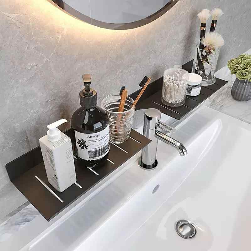 浴室 洗面台 ラック 壁掛け 棚 アルミ合金製 ドリル不要 水切り 鏡前 30cm 40cm 50cm 60cm 70cm 80cm ..