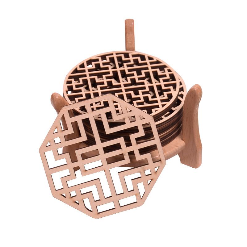 コースター 木製 グラス置き 碗置き 断熱パッド ランチョンマット 円形 不規則 新中式 シンプル ウッド