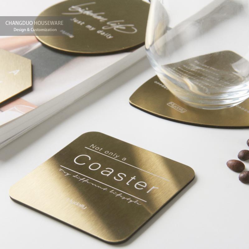 テーブル用品 コースター ステンレス製 ゴールド マグネット 滑り止め 断熱 円形 スクエア レストラン ホテル バー2