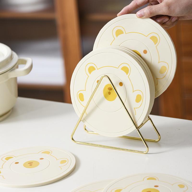 テーブルマット シリコン 断熱マット 耐熱 防滑 グラスマット コースター 排水マット 円形 無地 キッチン用品