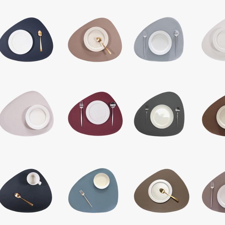 ランチョンマット レザー 食卓マット 円形 不規則形 撥水 撥油 断熱 ブラック ブルー グリーン グレー ピンク系 ライトブルー ライトグレー ヨーロッパ2