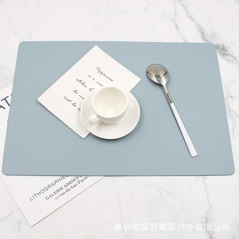 ランチョンマット レザー コースター スクエア 無地 イエロー ブルー ピンク カーキ ダークグレー 撥水 汚れ防止 断熱 耐熱 シンプル おしゃれ2