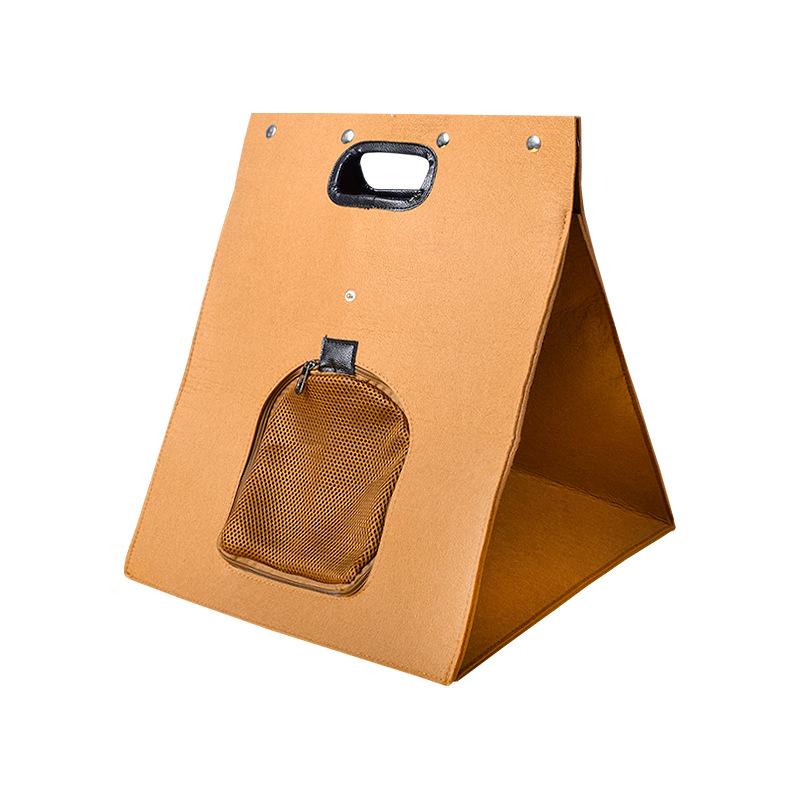 ペット用寝袋 犬小屋 猫小屋 フェルト製 チョコレート色 ライトグレー 保温 持ち運び可能 洗濯可能 小型犬 猫