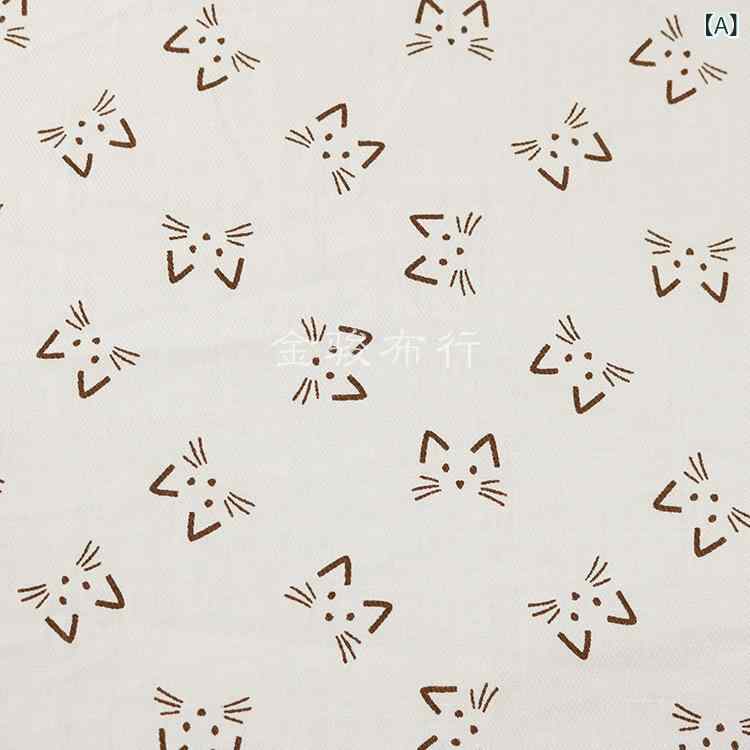 生地・布地 かわいい猫柄プリント コットン100％ 綾織 春夏 シャツ ワンピース パジャマ 枕カバー テー..