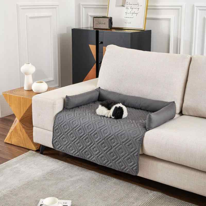 ペット用ベッド 防水 ペットソファ カドラー マット 犬 猫 深型 枕付き 撥水 防湿 防潮 室内 車載 クッション 寝床 グレー カーキ コーヒー