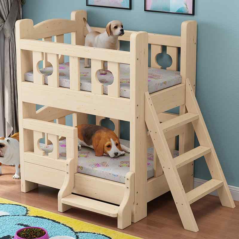 犬小屋 猫小屋 2段ベッド 犬用ベッド 木製 ペットベッド 四季通用 犬用マット 猫用マット 木