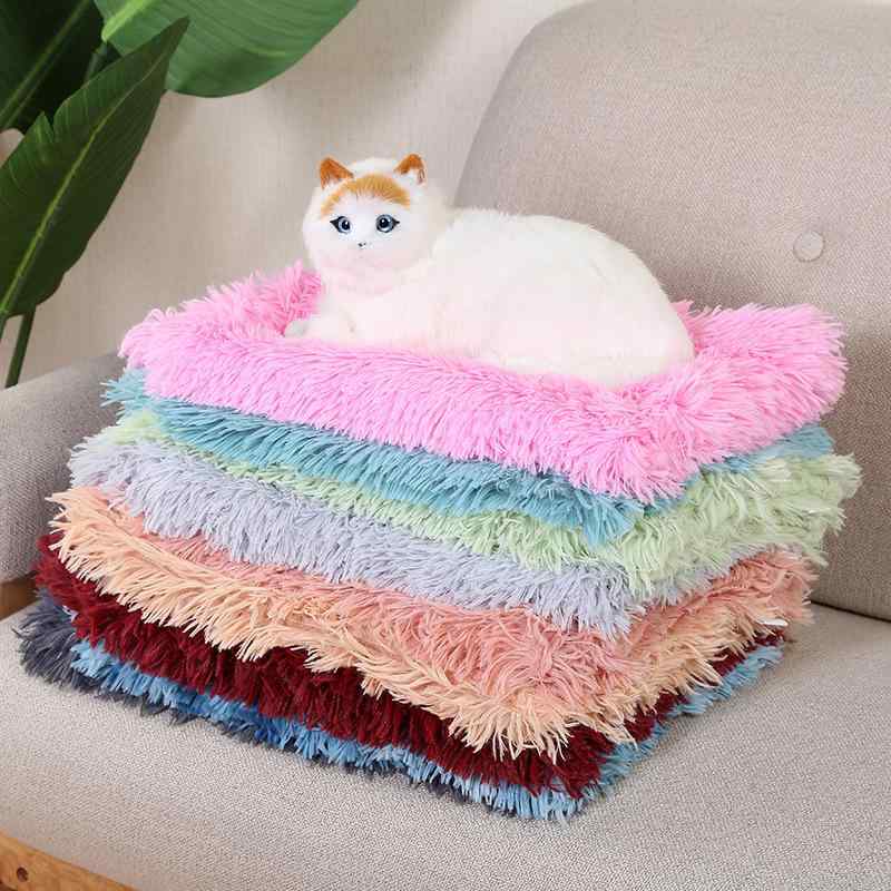 ペット 毛布 犬 猫 クッション ベッド 秋冬 大 中 小型犬 保温 暖かい 洗える ポリエステル 珊瑚 フリース サンゴフリース ふわふわ 長毛