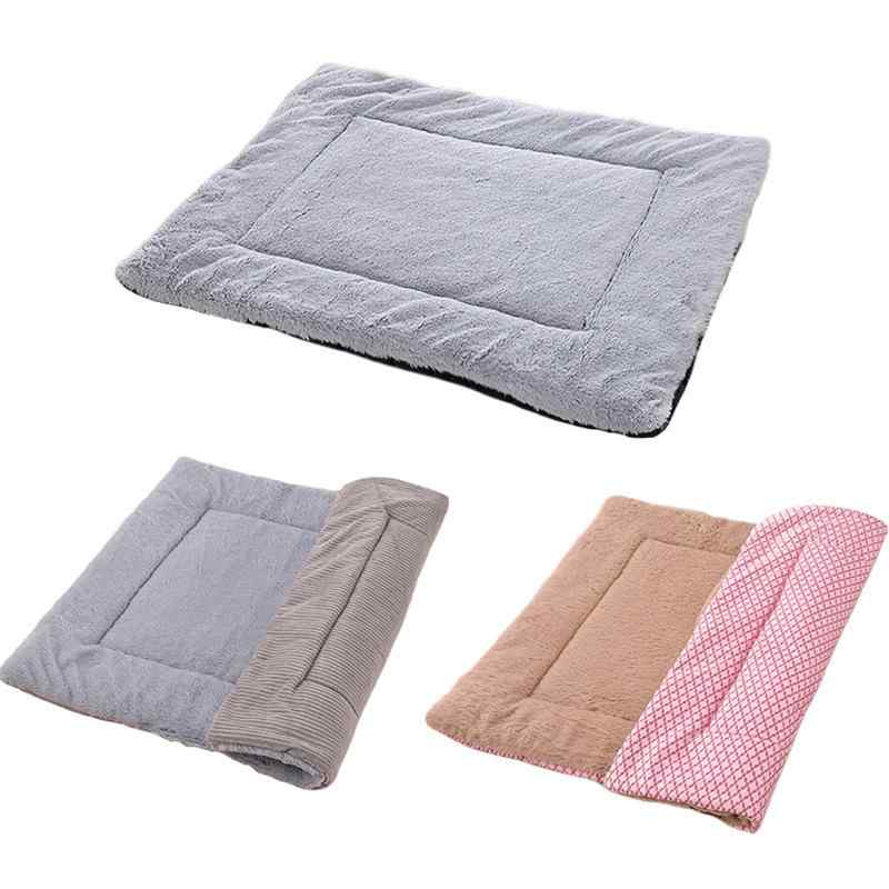 ペットベッド 秋冬 加厚 保温 犬 猫 クッション 兼用 ペットソファ コーデュロイ グレー 短毛ボア ピンク あったか ドッグ キャット2