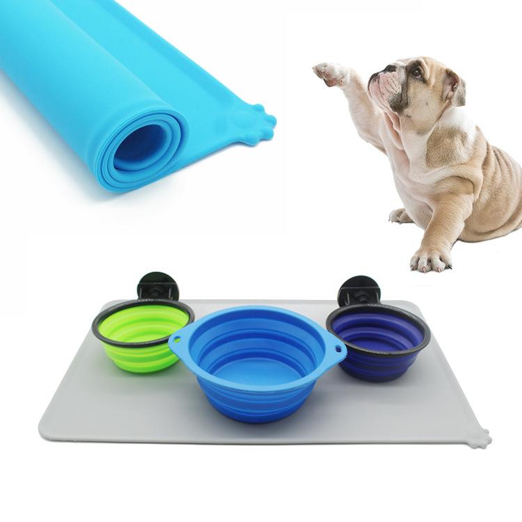 ペット用食器マット 犬用 シリコン 滑り止め 防湿 防水 防溢 洗える 清潔 衛生 耐久性 グレー2