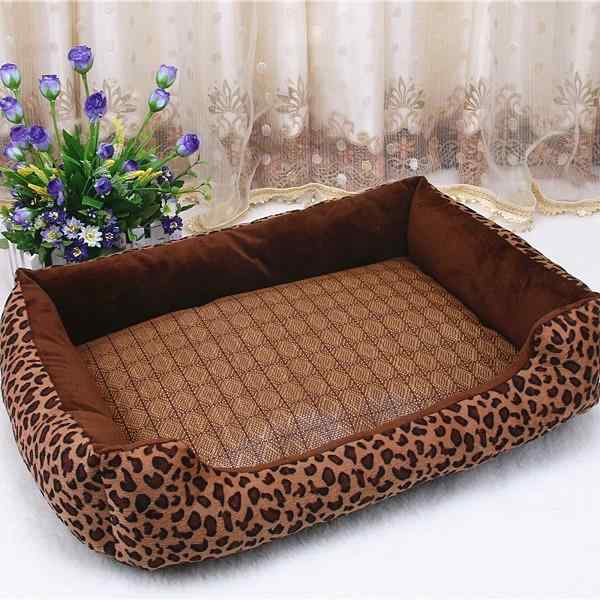 ペット用ベッド 小型犬 中型犬 犬小屋 犬床 猫ベッド ヒョウ柄 カキ色 五芒星 布製 70cm 55cm2