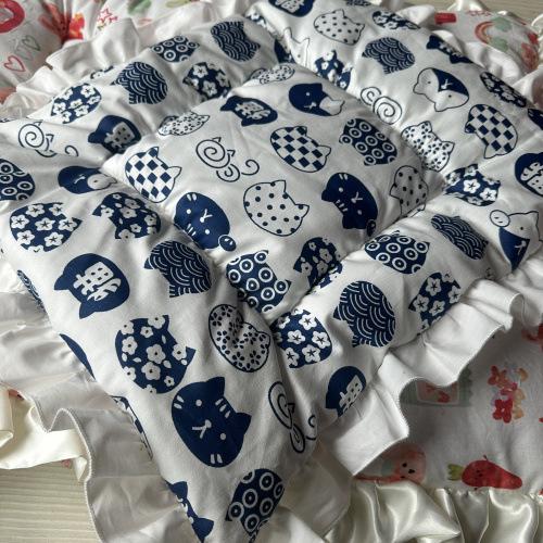 ペット用座布団 犬猫用 花柄レース ふわふわ 柔らかい 手作り 春夏秋 テディ 小型犬 中型犬 ベッド ドット柄 小熊 格子柄 小犬 リボン バニー S M L