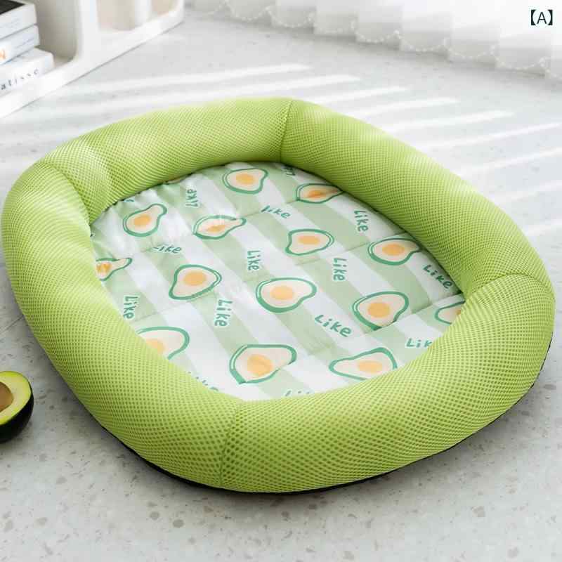 ペット用ベッド 春夏 犬 猫 小型犬 中型犬 クールマット 涼感 通気性 メッシュ 囲い型 ティアン緑 ロック黄 ボンディ青 M L XL