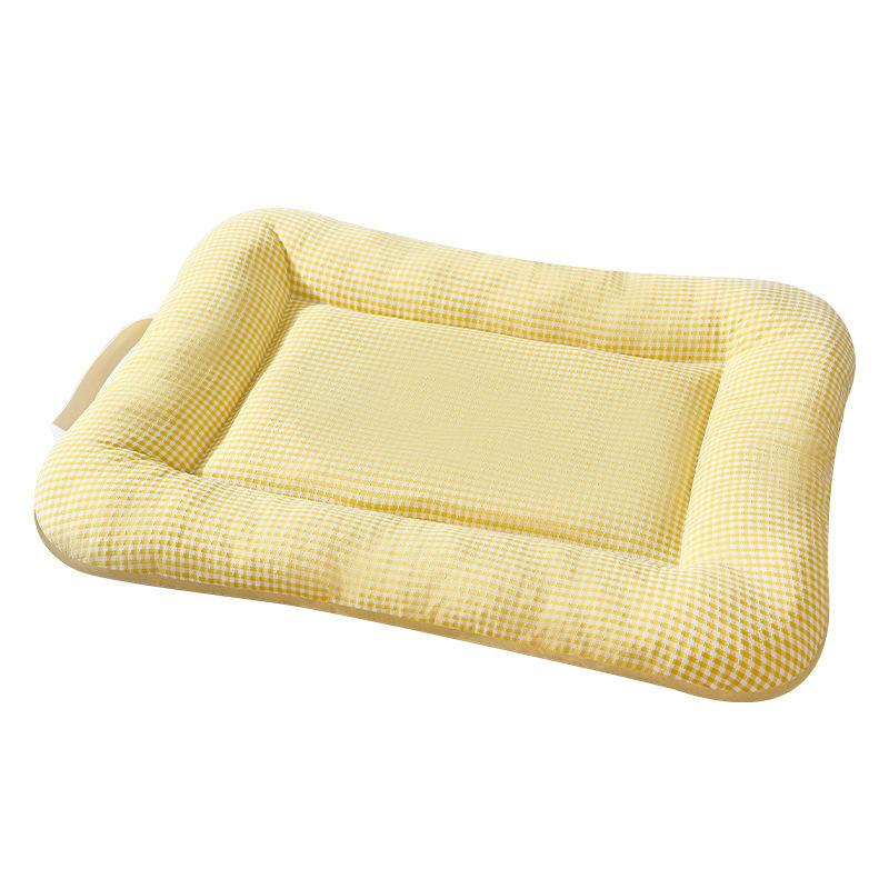 ペットベッド 夏用 四季通用 猫 小型犬 クッション PP綿 テディ 涼感 接触冷感 快適 睡眠 黒白 黄白 青白2