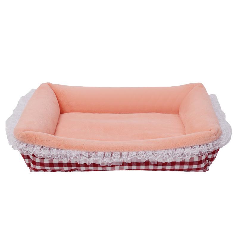 ペットベッド 犬 猫用 小型 中型犬 猫窝 オールシーズン 洗える 暖かい ペットハウス クッション 柔らかい ふわふわ PP綿 亜麻布 ブラウン ピンク グリーン