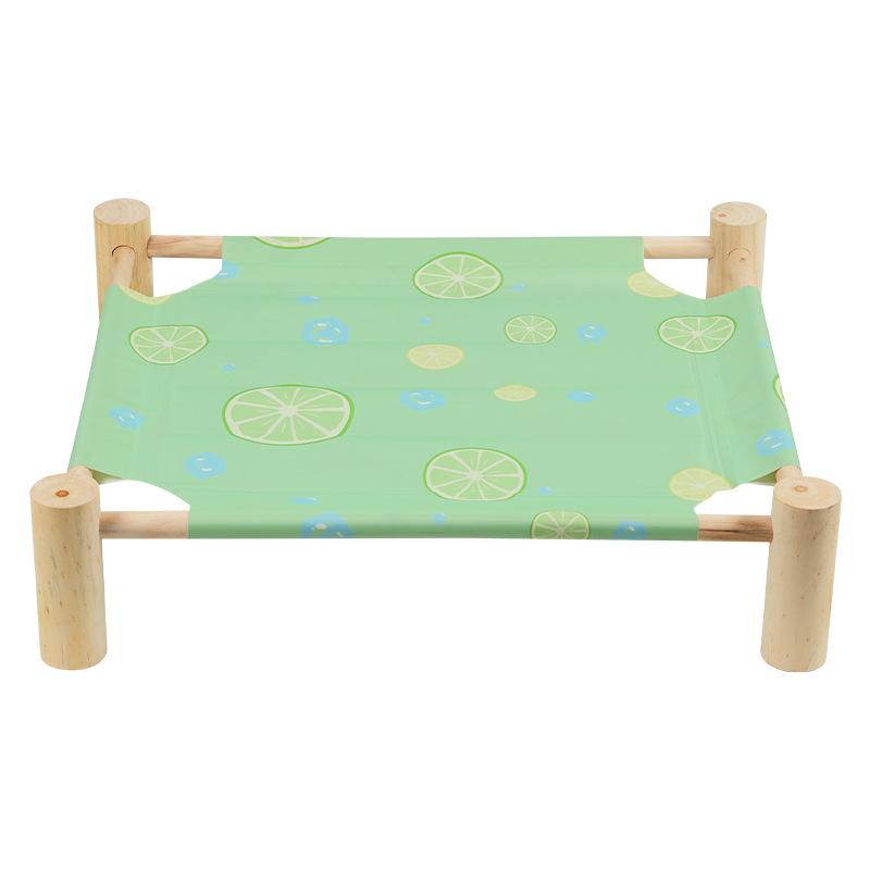 ペット用アイスマット 木製ハンモックベッド 犬 猫用 接触冷感 涼感 通気性 快適 睡眠 暑さ対策 熱中症予防 彩虹色 青檸檬 M L