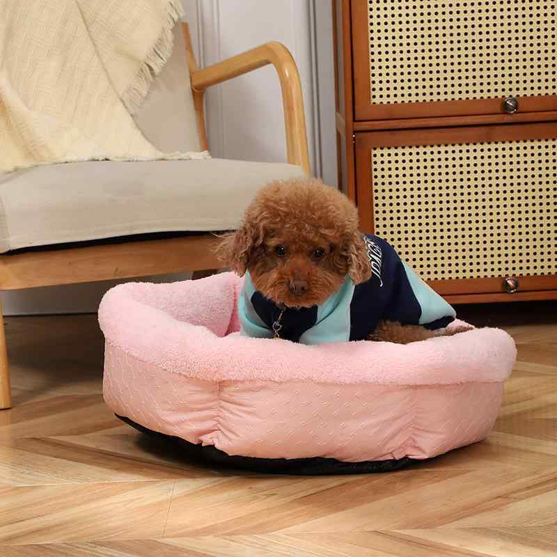 ペットベッド 犬用 猫用 秋冬 あったか クッション 暖かい ふわふわ 丸型 ペットハウス 柔らかい 洗える 滑り止め ペットマット 寝床 寒さ対策 小動物 ホワイト ピンク グレー2