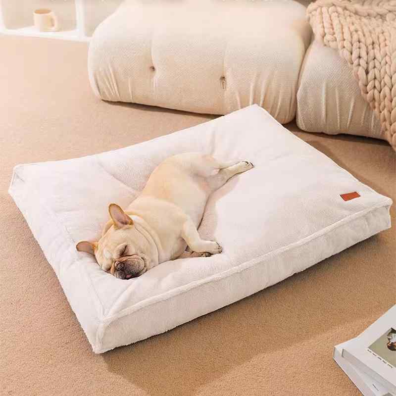 ペット用ベッド 秋冬 犬 加厚 保温 猫 睡眠 仿兔毛 ドッグ 暖かい 洗える ブラウン グレー ピンク カキ