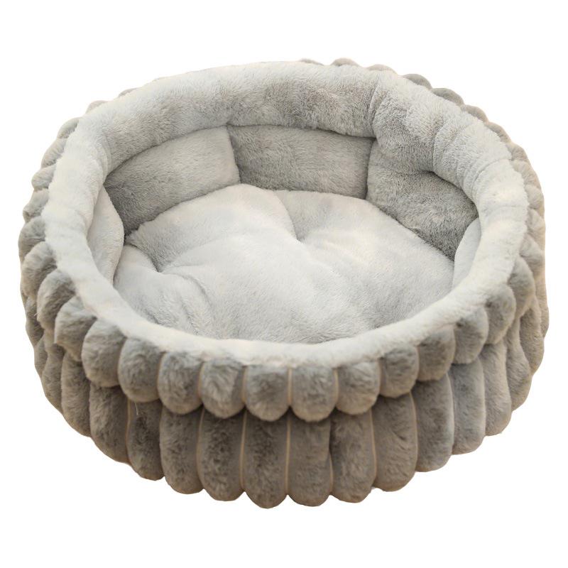 ペット用ベッド 猫用ベッド 犬用ベッド 大判 クッション ラウンド型 ペット用品 布製 ふわふわ 保温 防..