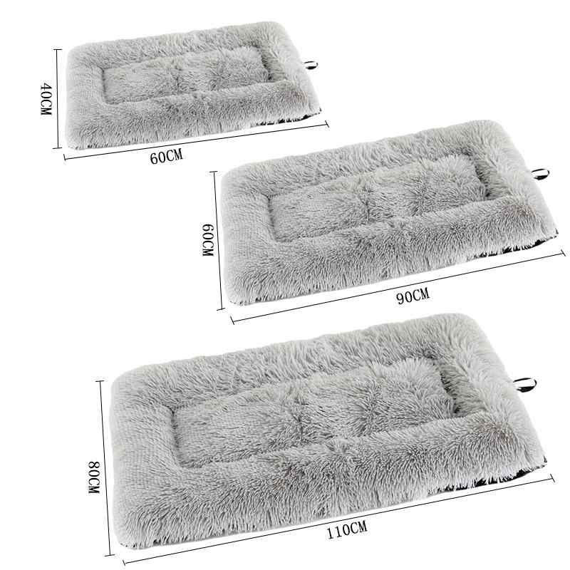 ペット用ベッド 秋冬 加厚 保温 長毛 フリース スクエア 犬 猫 深度睡眠 暖かい ペット用品 深灰色 浅..