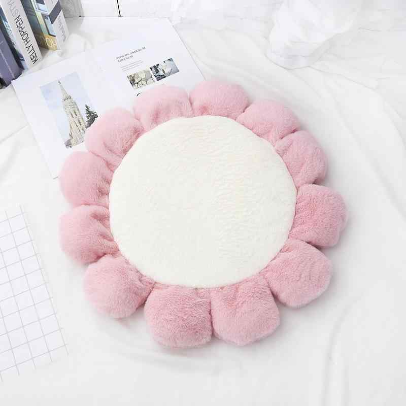 ペットベッド 犬 猫 うさぎ ラビットファー 花柄 ラウンドマット チェアパッド 接触冷感 ピンク グレー..