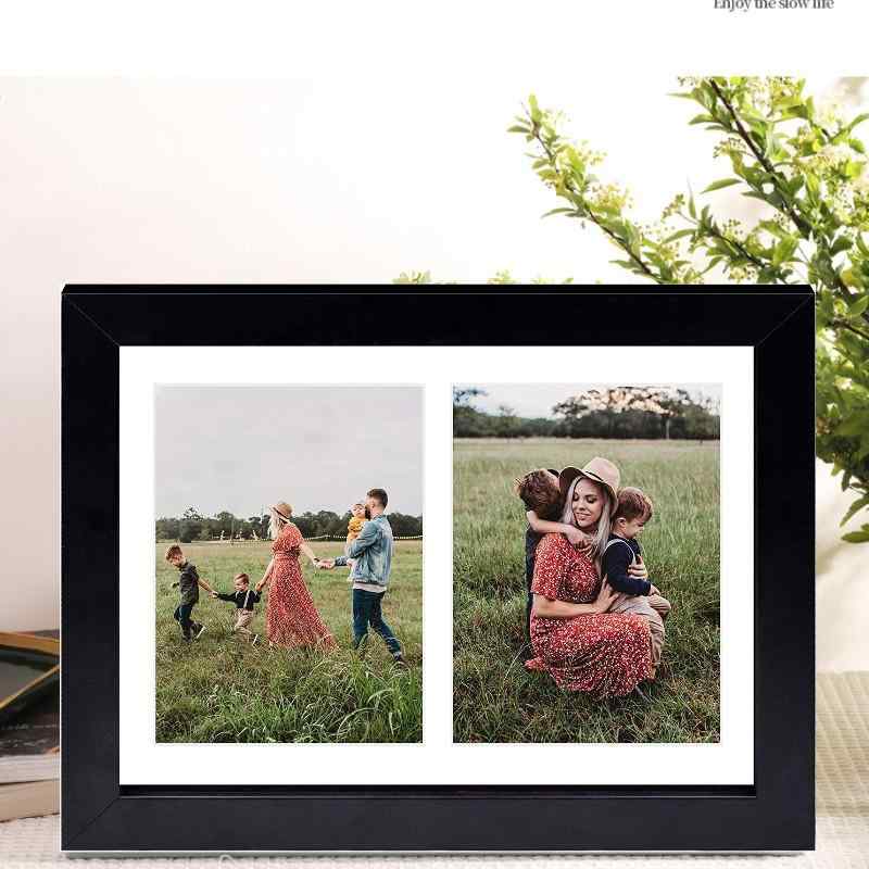 フォトフレーム 木製 組み合わせ 黒色 写真立て 2連 3連 4連 壁掛け 卓上 20cm 6寸判