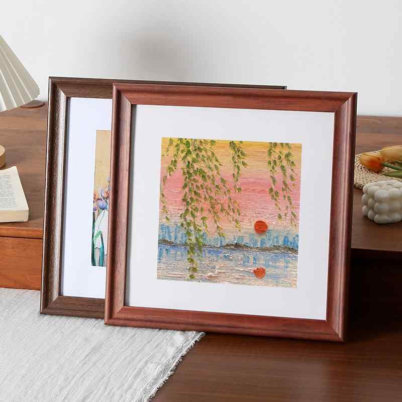 フォトフレーム 木製 正方形 壁掛け 額縁 33cm 38cm 40cm 50cm 60cm ブラック ウォールアート リビング..