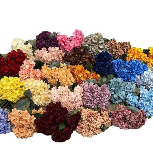 造花 アジサイ 5本 ブーケ フランス アジサイ ミニ 結婚式 ウェディング 写真撮影 天藍 咖色 酒红 玉粉..