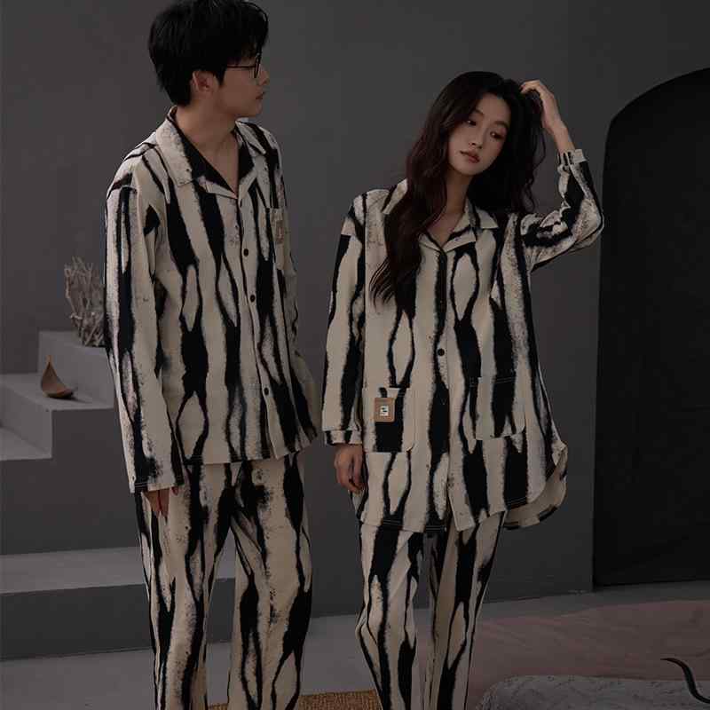 パジャマ メンズ レディース 長袖 長ズボン 上下セット ペア 部屋着 ルームウェア 綿100% 扎染 ゆったり 春秋 快適 リラックス2