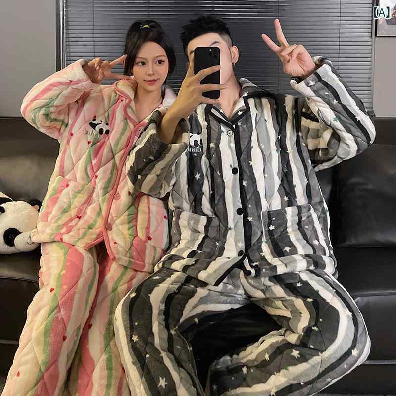 パジャマ レディース 冬 三層 あったか コーラル フリース フランネル 長袖 長ズボン ルームウェア セットアップ かわいい ストライプ 厚手 部屋着 婦人