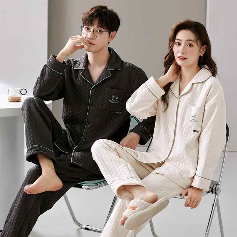 パジャマ レディース メンズ 秋冬 長袖 綿100% 上下セット 厚手 暖かい 冬用 ルームウェア 寝巻き 部屋着 コットン 保温性 通気性 吸湿性 快適 柔らかい 肌触り 夫婦 ペア お揃い カップル