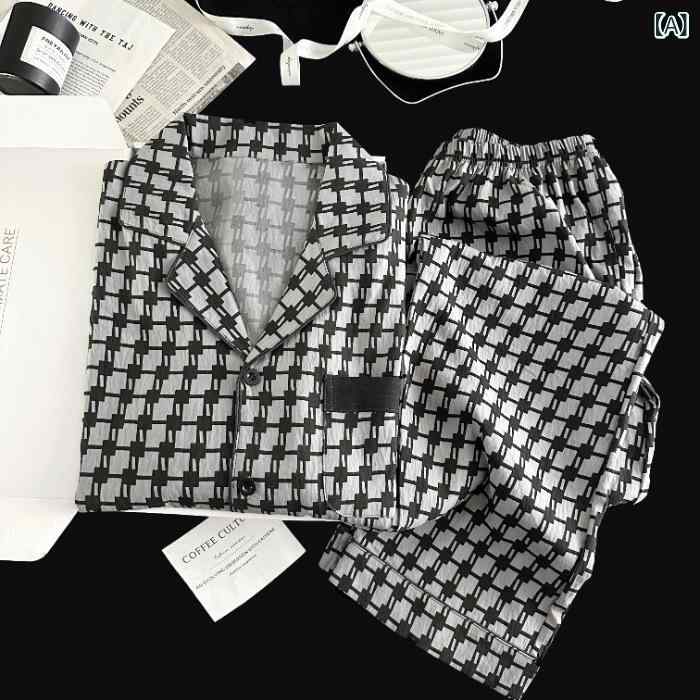 パジャマ メンズ 男性用 春秋 長袖 長ズボン 上下セット 雲朵綿 部屋着 寝間着 ルームウェア 翻領 プリント柄 ポリエステル 快適 睡眠 リラックス 通気性 アウトドア 普段使い