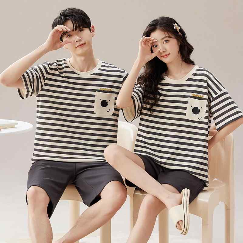 ルームウェア レディース メンズ 半袖 薄手 コットン 大きいサイズ ペア 上下セット 夏 涼しい 部屋着 寝間着 パジャマ かわいい