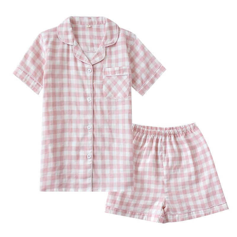 パジャマ レディース メンズ 綿 紗布 ホームウェア 薄手 半袖 短パン 上下セット 襟付き 涼しい 快適 ルームウェア 寝間着 部屋着 春夏 秋冬