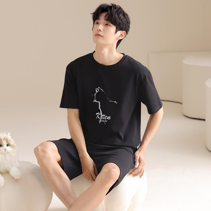 パジャマ メンズ 男性用 綿100％ 半袖 短パン 上下セット ルームウェア 部屋着 寝巻き 接触冷感 通気性 夏 快適 普段使い アウトドア