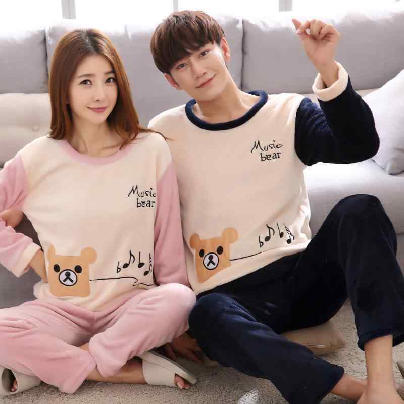 パジャマ レディース メンズ 秋冬用 フランネル 上下セット 厚手 ルームウェア 寝巻き 部屋着 かわいい クマ柄 豚柄 大きいサイズ ポリエステル 普段使い 快適・カテゴリ: セットアップ・素材: ポリエステル・厚さ: 厚手（約201-250g/平方メートル）・ネックライン: ラウンドネック・袖丈: 長袖・パンツ丈: フルレングス・機能: リラックス, 通気性, 睡眠, ホームウェア, 快適, 外出可能・対象: 冬, 秋・シーン: アウトドア, ホーム・カラー: クマ, 鉛筆柄のブタ・サイズ: L, XL, XXL, XXXL, M・メイン素材の含有量: 30%以下・, カジュアル