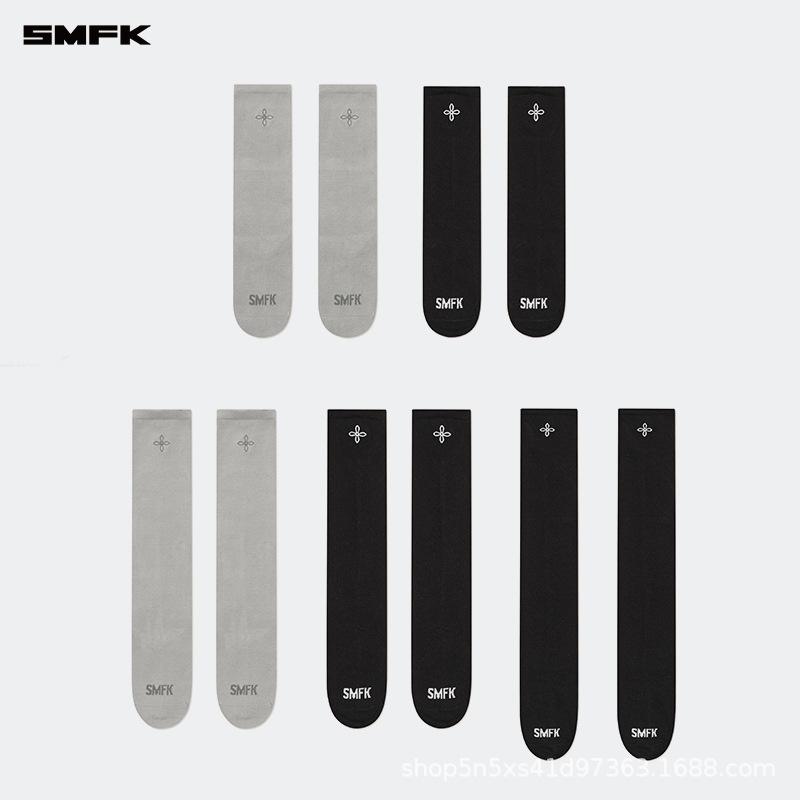 靴下 ソックス 中性 中筒 滑り止め 防臭 無地 コットン混紡 カジュアル グレー 黒 2足組 オールシーズン