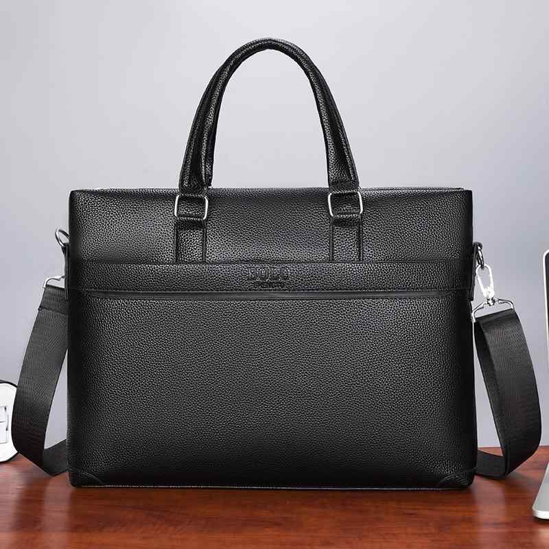 ビジネスバッグ メンズ 男性用 鞄 カバン ブリーフケース ハンドバッグ 防水 PUレザー 14インチ PC 通勤 普段使い ブラック
