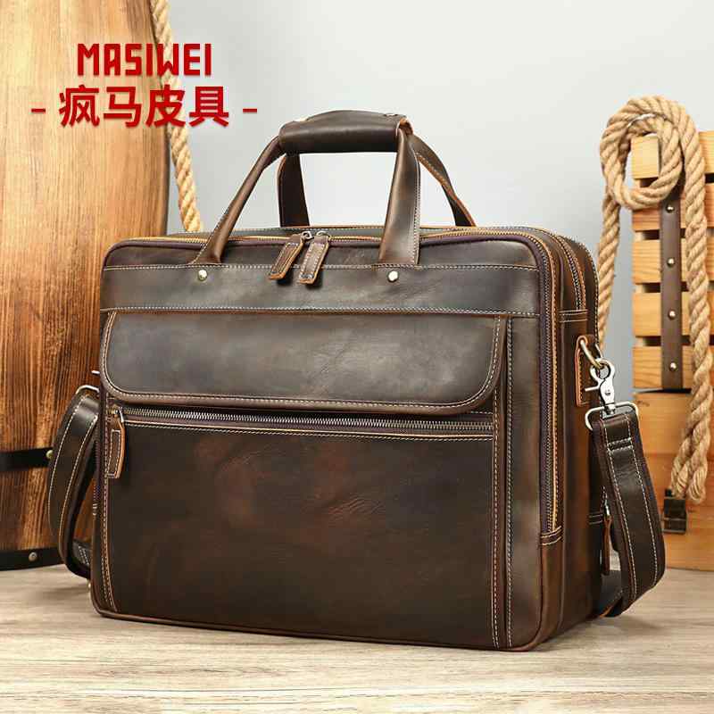 ビジネスバッグ 男性用 豪華感 革 牛革 レザー 2way ショルダーバッグ ハンドバッグ 大容量 耐摩耗 16..