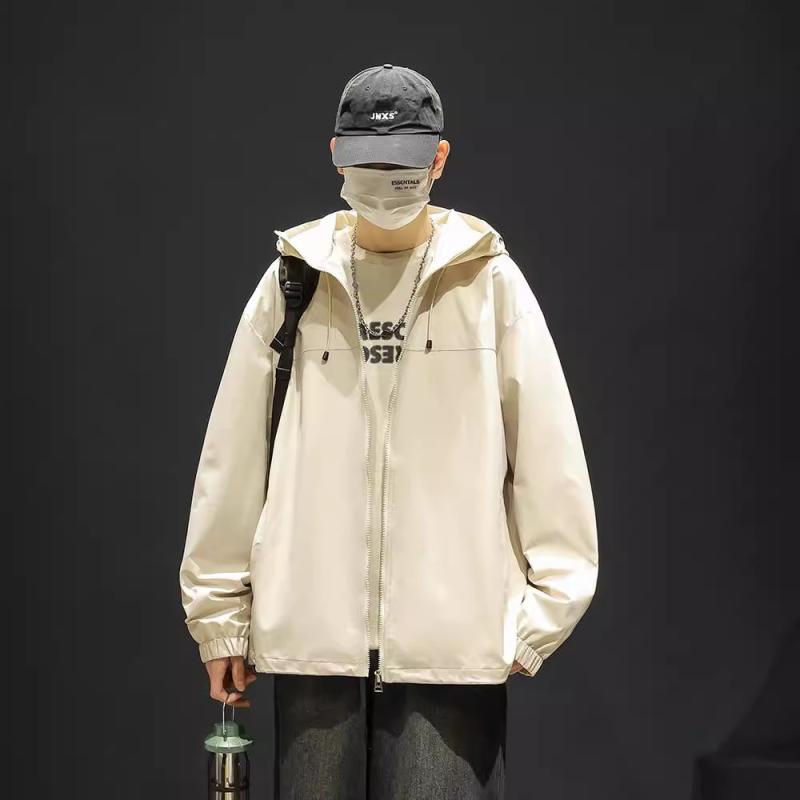 ジャケット メンズ 男性用 春秋 撥水 防風 ジャンパー ブルゾン アウター ライトアウター 無地 シンプル カジュアル アウトドア 普段使い 通勤 ポリエステル レッド カーキ ベージュ ブラック