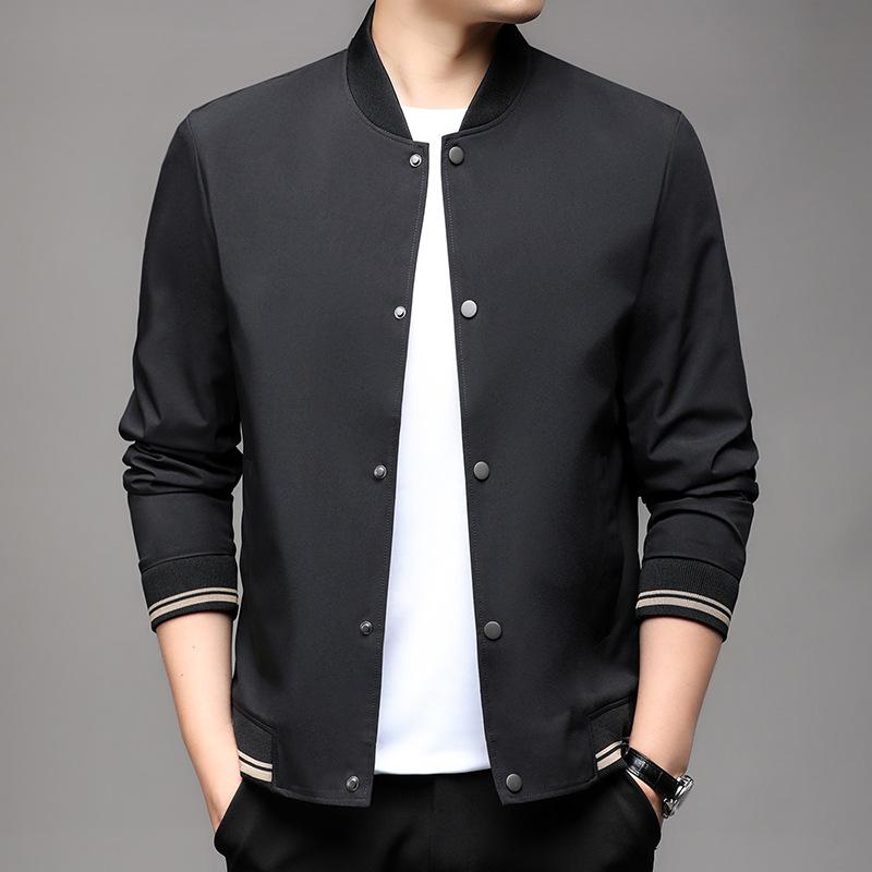 ジャケット メンズ 男性用 春秋 薄手 立ち襟 カジュアル ブルゾン ミドルエイジ 紳士服 高品質 イージーケア カーキ アーミーグリーン ネイビー ブラック M L XL 2XL 3XL 4XL