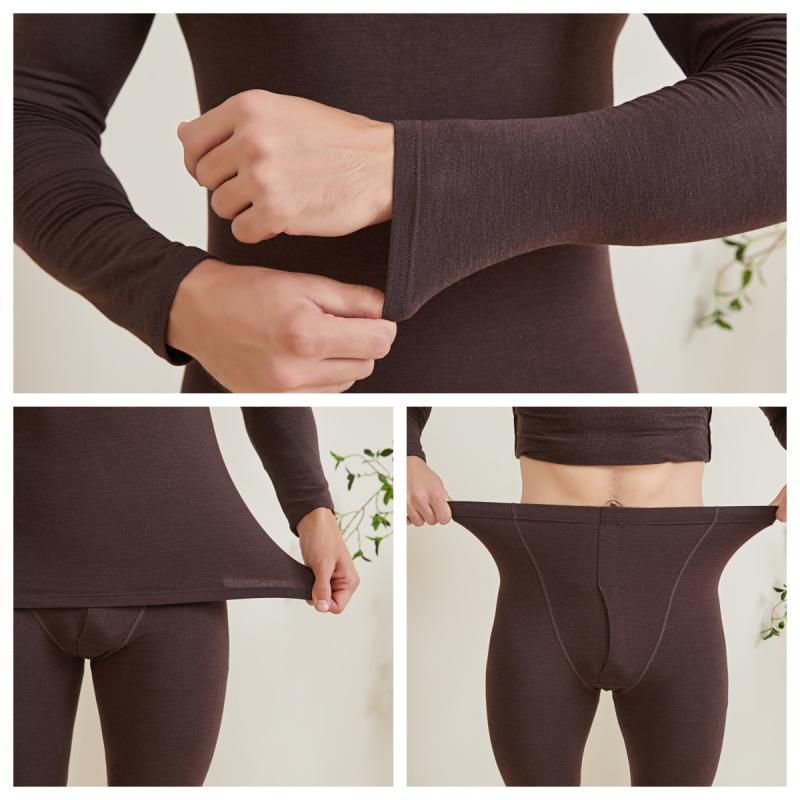 メンズ 冬用 あったかインナー上下セット 男性用 保温 長袖 トップス 長ズボン ポリエステル2