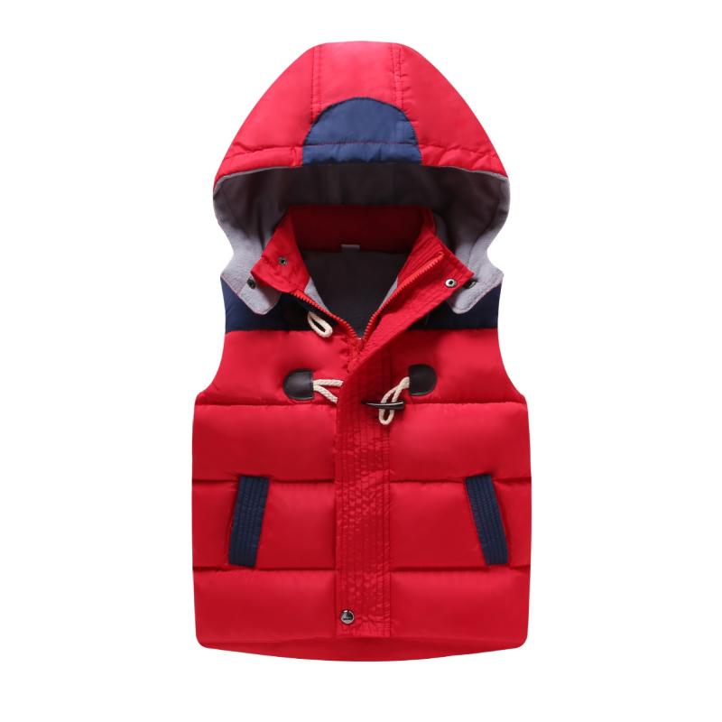 子供用ダウンベスト 男女兼用 厚手 フリース 切り替え 防寒 アウター 取り外し可能 フード付き 100cm 1..