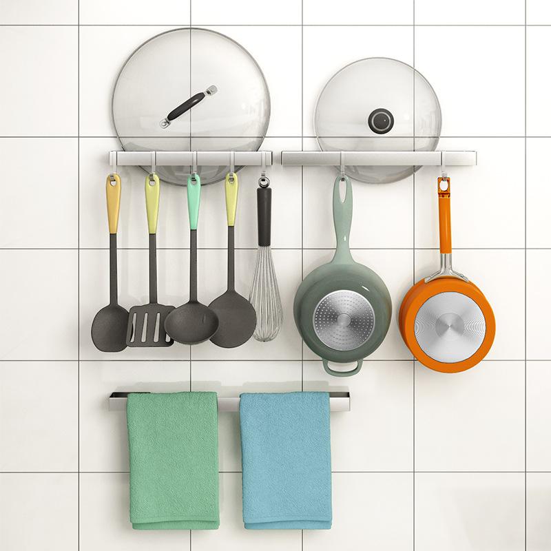 キッチン収納 吊り下げ棚 壁掛け式 ステンレス製 ラック 調味料ラック 鍋蓋 まな板 スパイスラック 多..