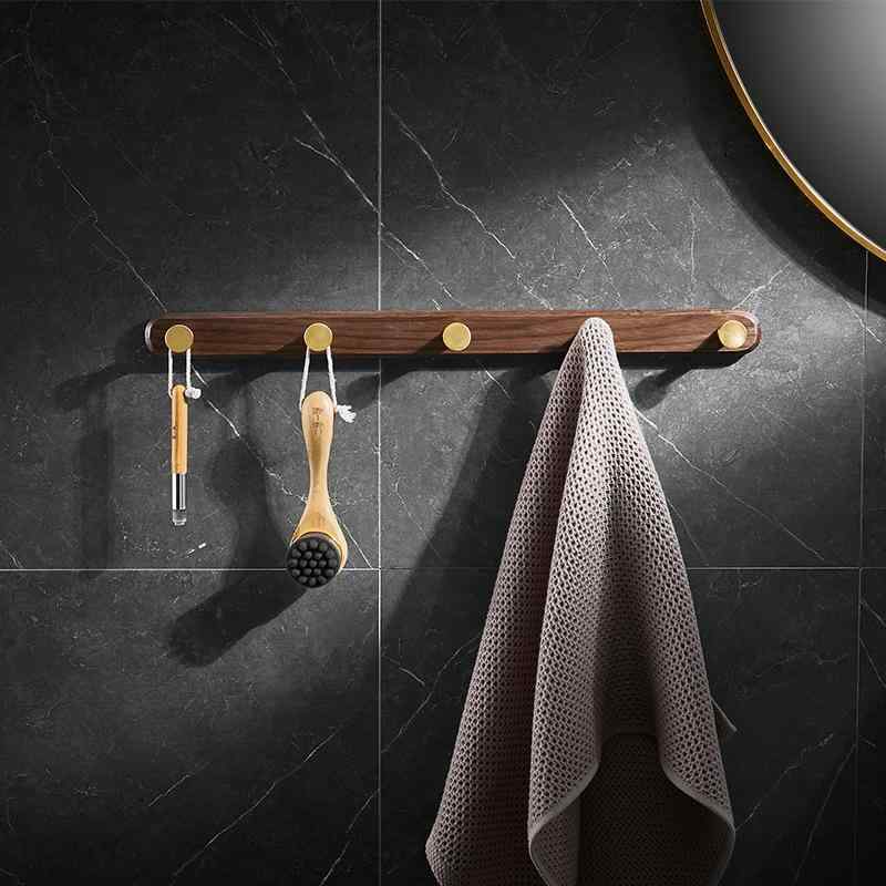 壁掛けフック ウォールフック 帽子掛け 胡桃木 くるみ 丸形 指ム形 ドアフック コートフック タオルハンガー アルミ製 洗面所 浴室 北欧風 壁掛け収納