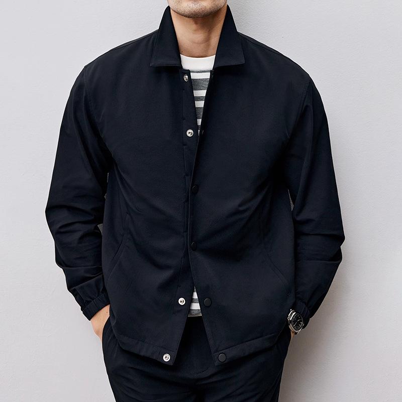 ジャケット メンズ 男性用 トップス 春秋 日系 レトロ ワークスタイル 防水 防風 撥水 形態安定 普段使い 長袖 襟付き 羽織り ブラック 黒