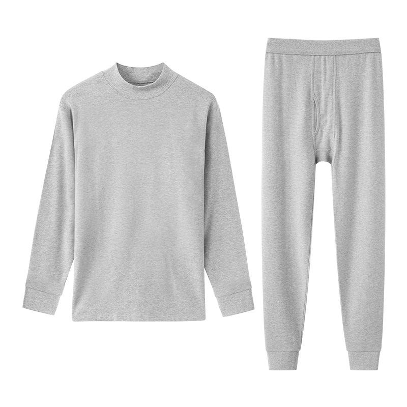 インナー メンズ 綿 長袖シャツ スラックス 上下セット 薄手 半ハイネック あったかインナー ズボン下 肌着 男性用 紳士 無地 シンプル 普段使い