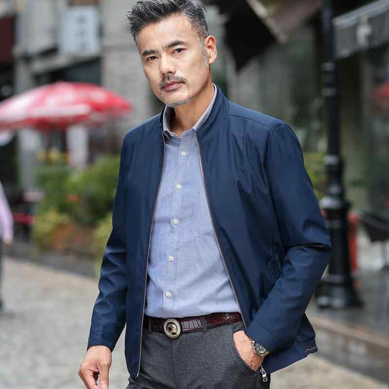 ジャケット メンズ 男性用 40代 50代 春秋 アウター 薄手 立ち襟 ビジネス 紳士服 カジュアル 耐摩耗 紺色 ブラック ブルー